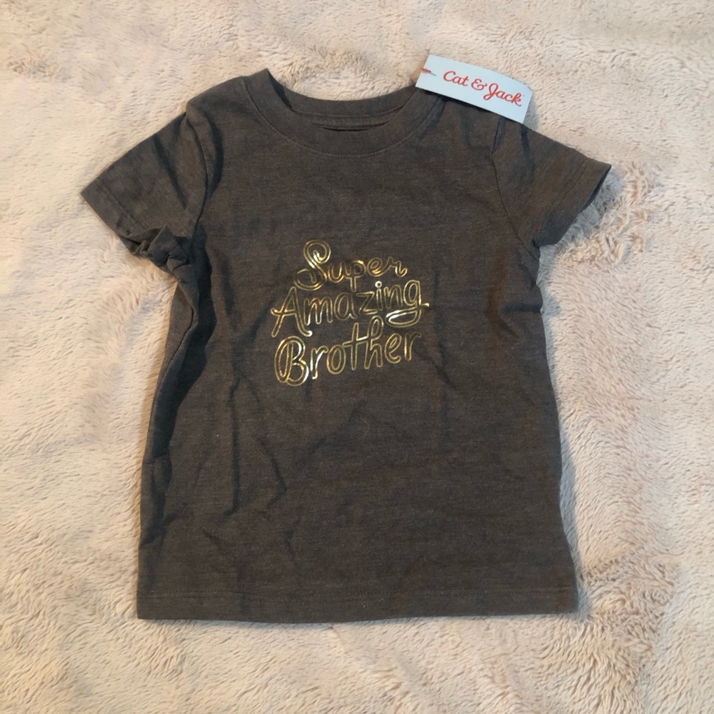 CAT & JACK Boys 18M Grey Short Sleeve Graphic T-Shirt